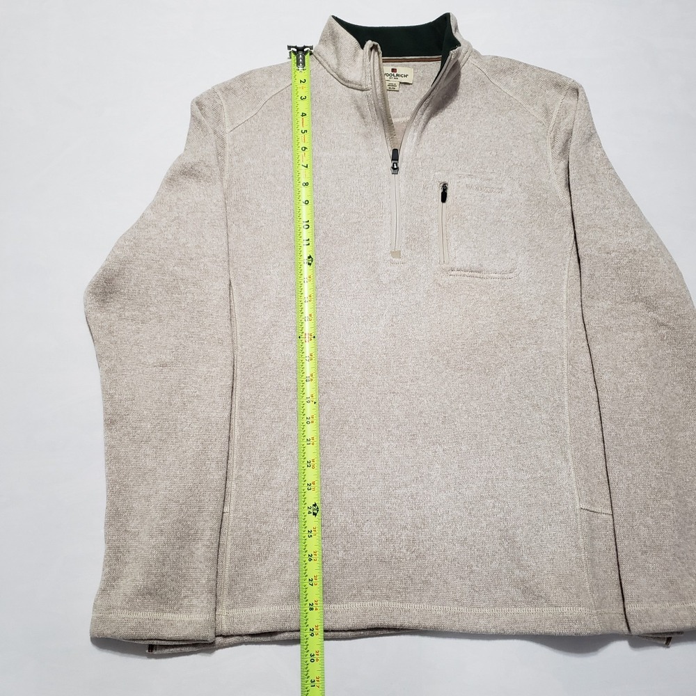 Woolrich 1/4 Zip Pullover Mens XL Beige Long Sleeve Zip Pocket‎ Sweater - Picture 8 of 10